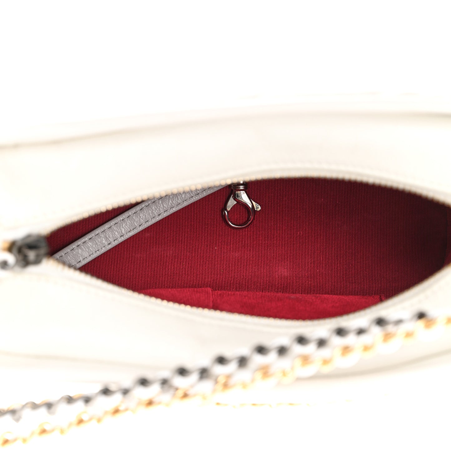 Aged Calfskin Quilted Small Gabrielle Hobo White