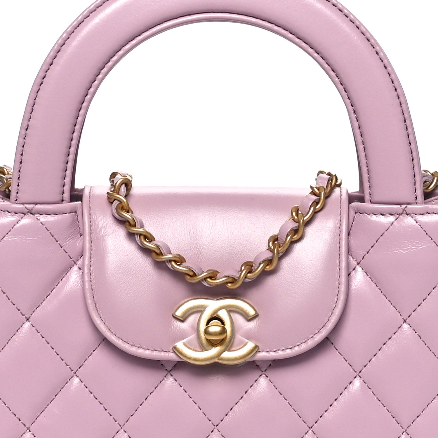 Chanel Shiny Aged Calfskin Quilted Nano Kelly Shopper Pink 5 of 10