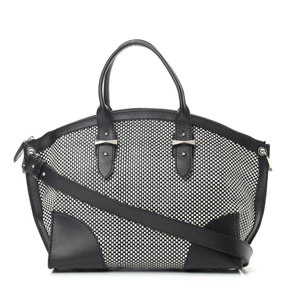 Alexander McQueen Soft Calfskin Woven Medium Legend Tote Black White 1 of 10
