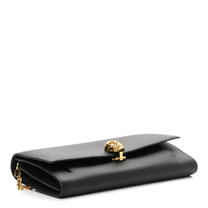 Alexander McQueen Pebbled Calfskin Skull Wallet on Chain Black 4 of 9