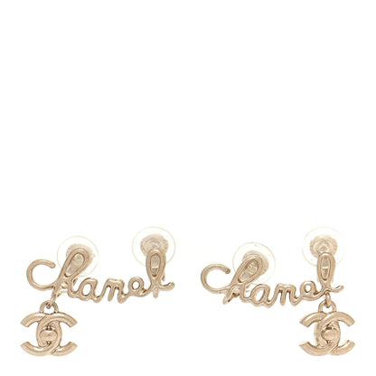 Chanel Metal CC Turnlock Climber Clip On Earrings Gold 1 of 5