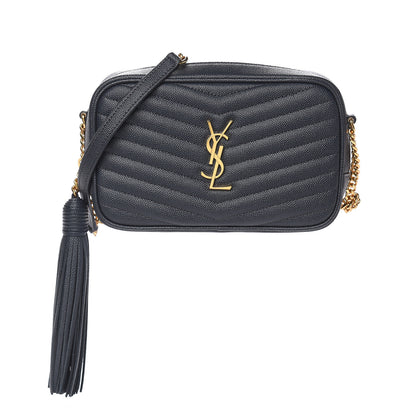 Saint Laurent Grain De Poudre Matelasse Monogram Mini Lou Camera Bag Dark Smog 1 of 10