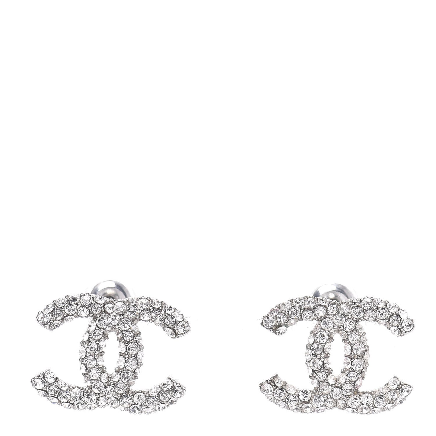 Crystal Large CC Earrings Silver