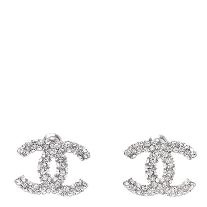 Chanel Crystal Large CC Earrings Silver 1 of 5