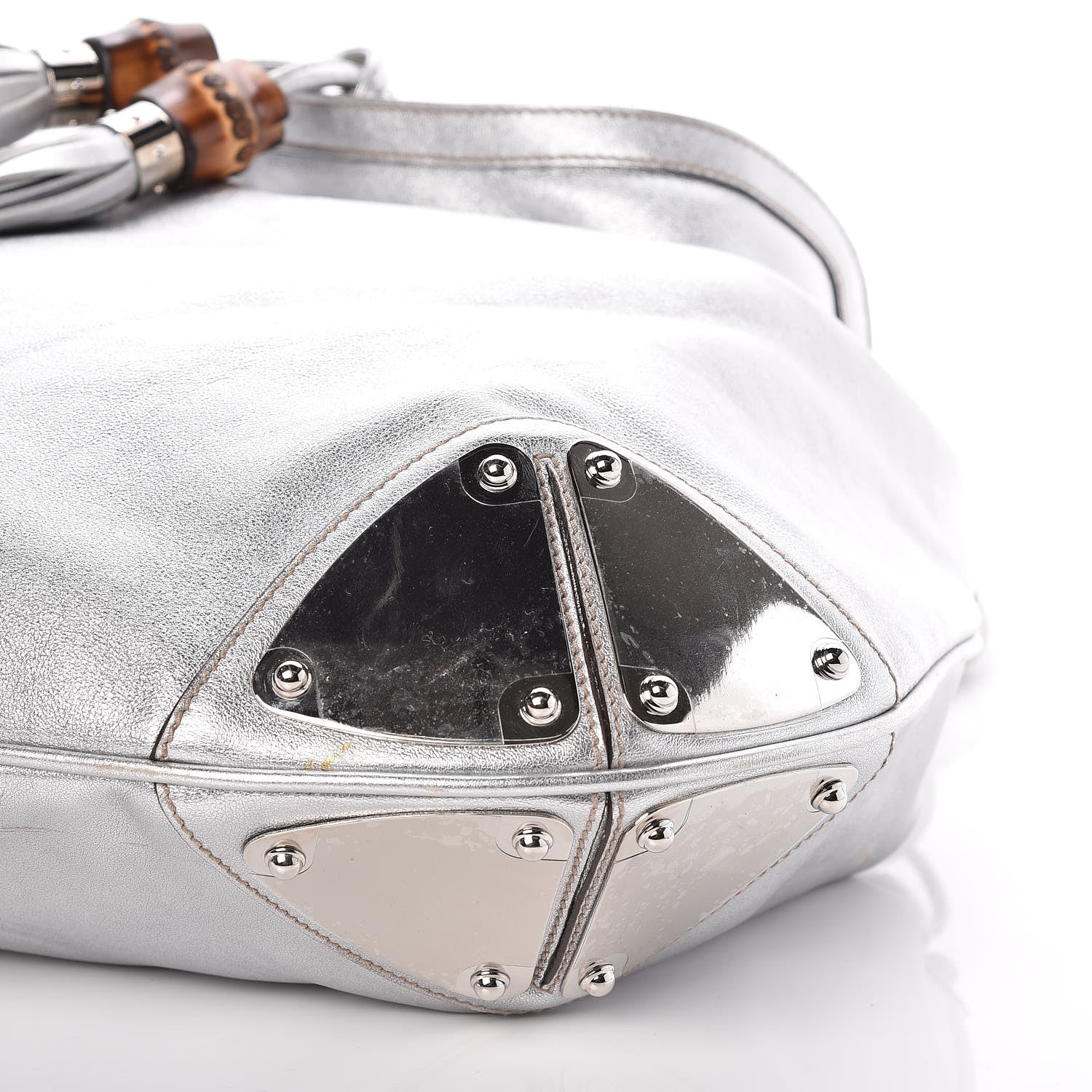 Gucci Metallic Calfskin Large Indy Top Handle Hobo Silver 9 of 9
