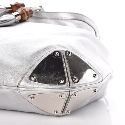 Gucci Metallic Calfskin Large Indy Top Handle Hobo Silver 9 of 9