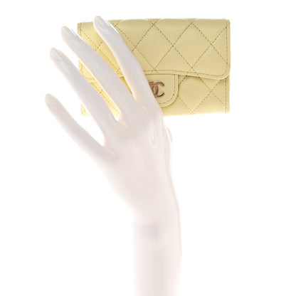 Chanel Caviar Quilted Flap Card Holder Wallet Light Yellow 2 of 10