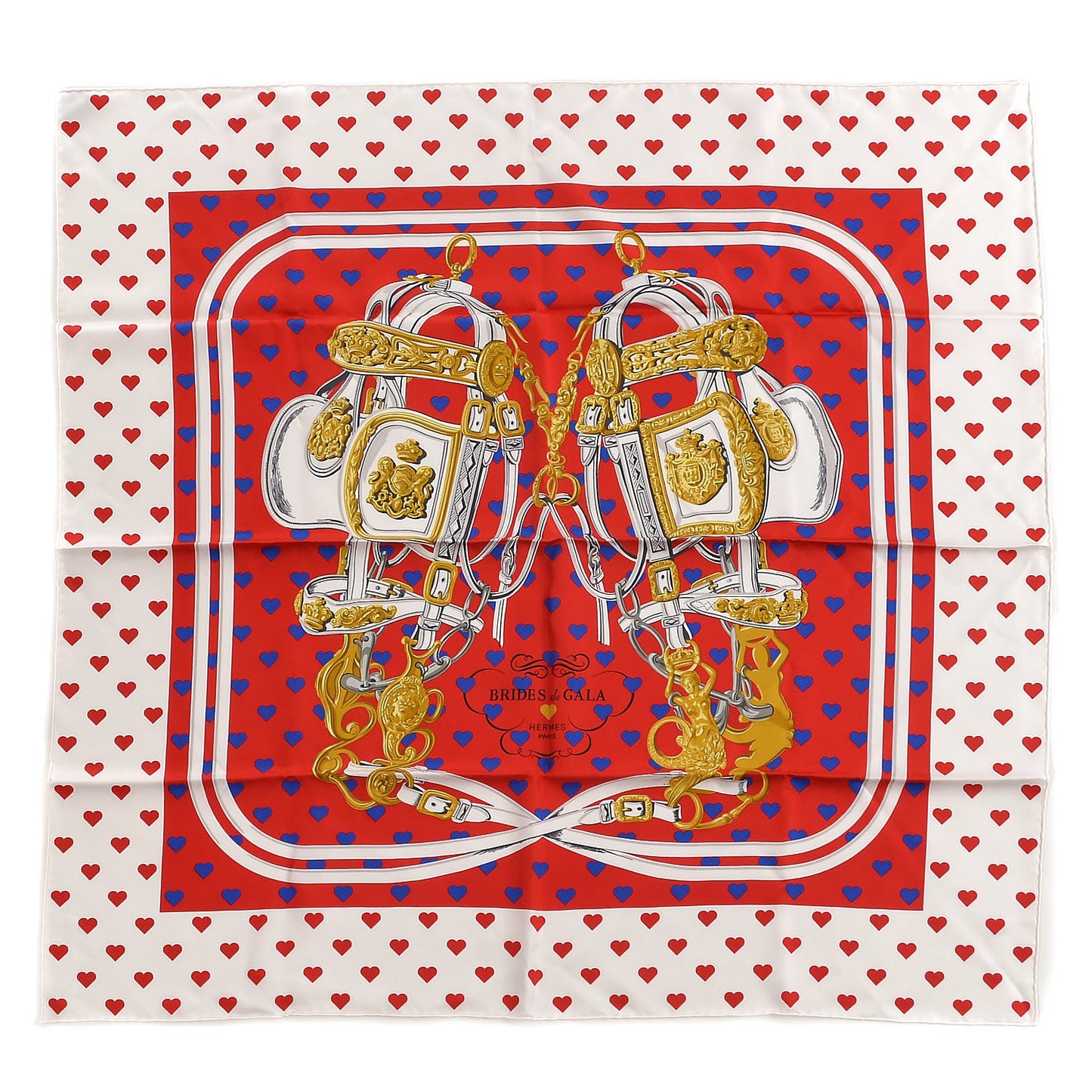 Silk Brides De Gala Love Scarf 90 Rouge Vif Marine White