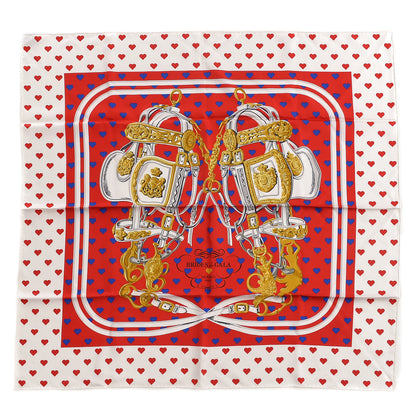 Hermes Silk Brides De Gala Love Scarf 90 Rouge Vif Marine White 1 of 5