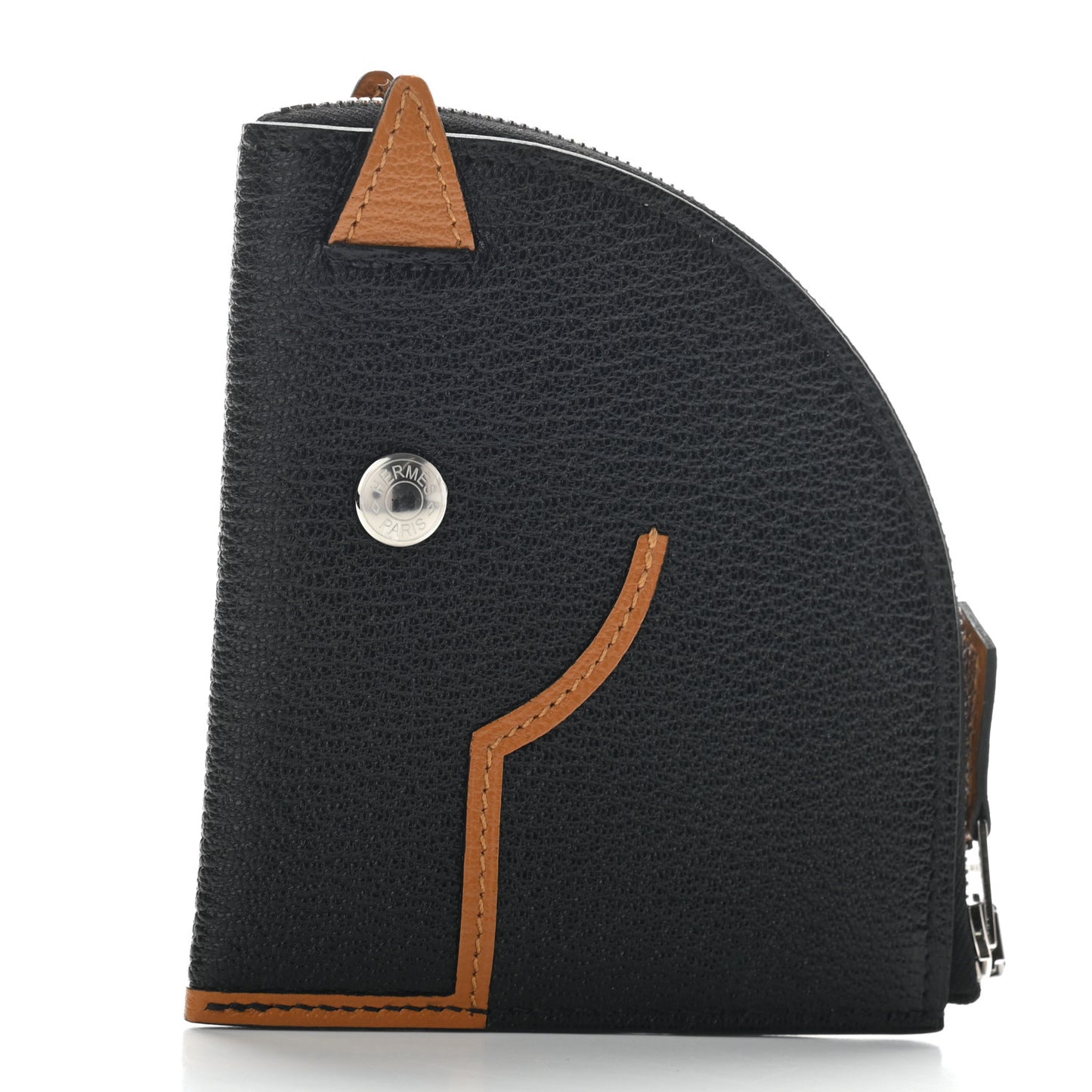 Chevre Mysore Paddock Change Purse Black Caramel