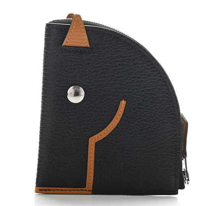 Hermes Chevre Mysore Paddock Change Purse Black Caramel 3 of 6