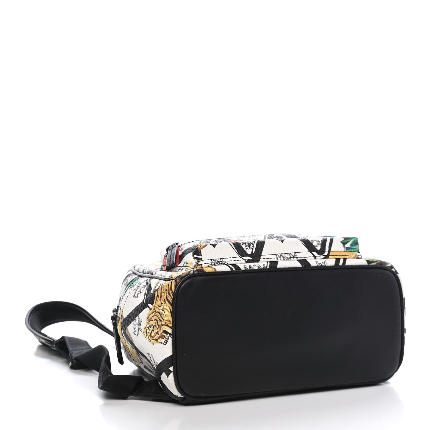 Visetos Calfskin Motif Rombi Lion Printed Small Backpack White