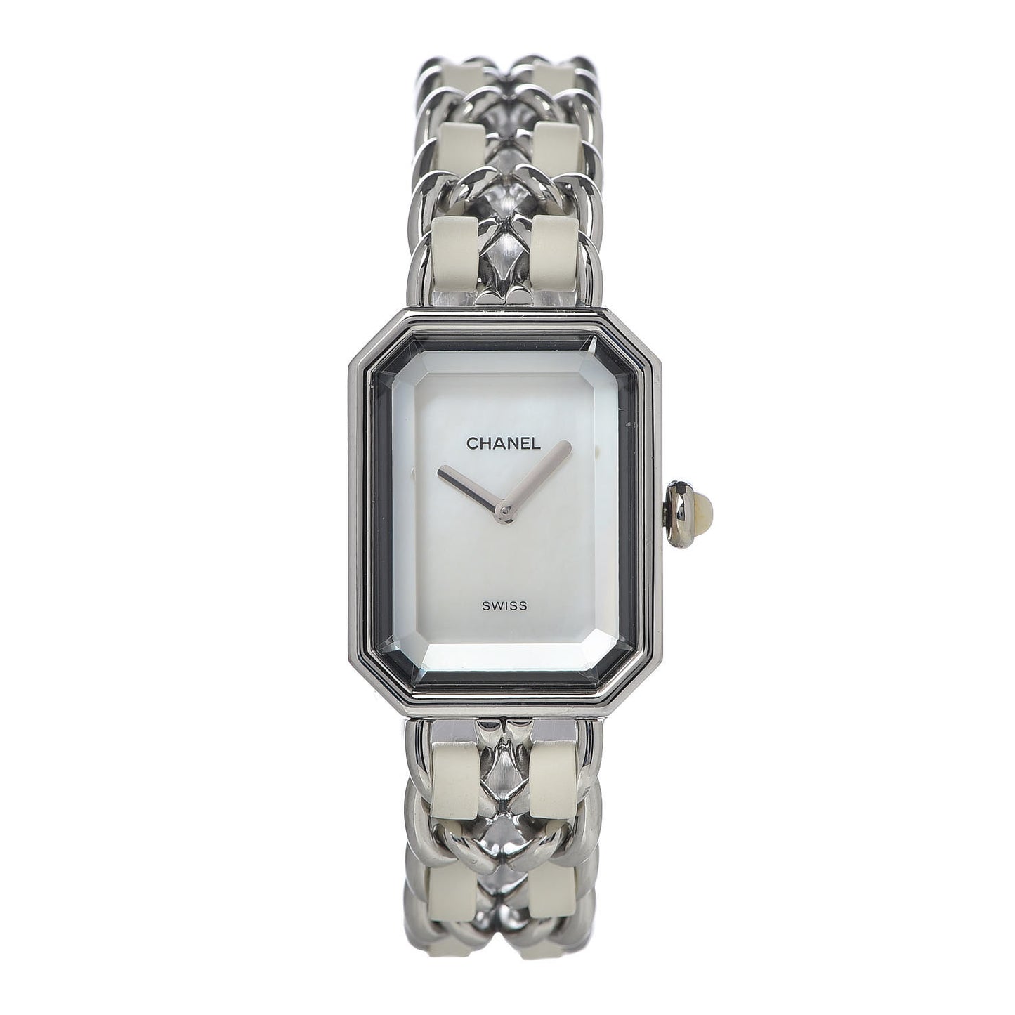 Stainless Steel Lambskin Mother of Pearl 20mm Chain Premiere Quartz Watch White L