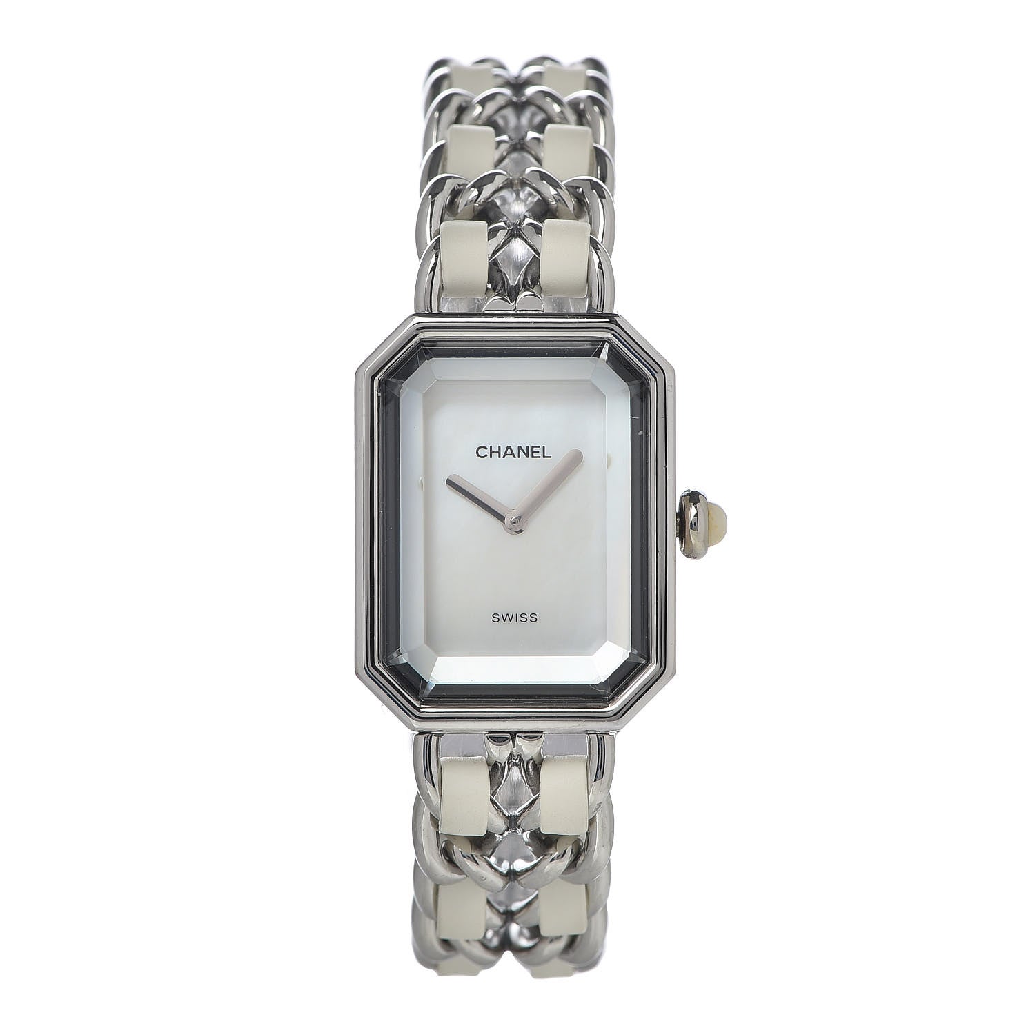 Chanel Stainless Steel Lambskin Mother of Pearl 20mm Chain Premiere Quartz Watch White L 1 of 9