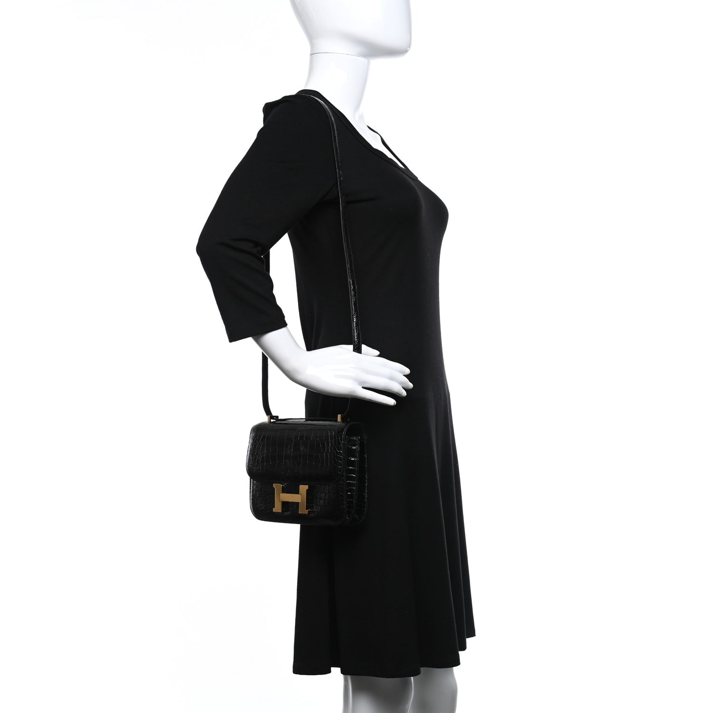 Shiny Alligator Constance 18 Black