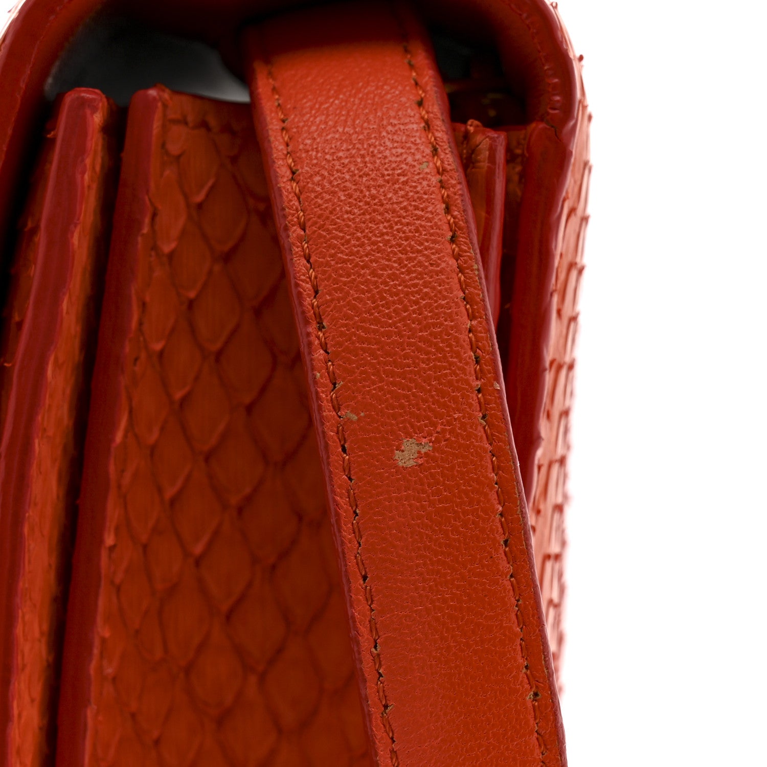 Celine Snakeskin Classic Box Flap Orange 16 of 24