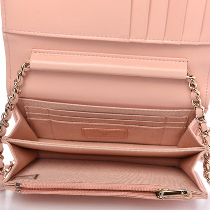 Chanel Lambskin Quilted Mini Wallet On Chain WOC Light Pink 5 of 10