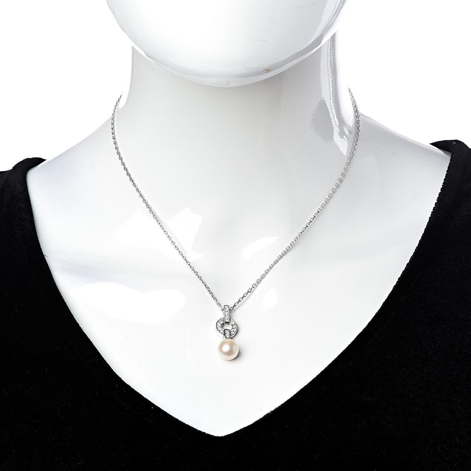 Cartier 18K White Gold Diamond Pearl Himalia Pendant Necklace 2 of 8