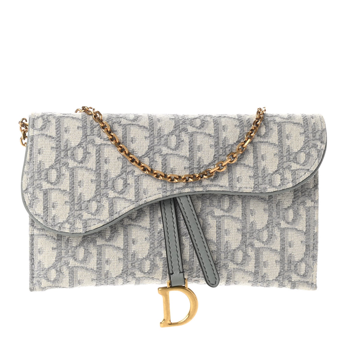 Oblique Saddle Chain Long Wallet Grey