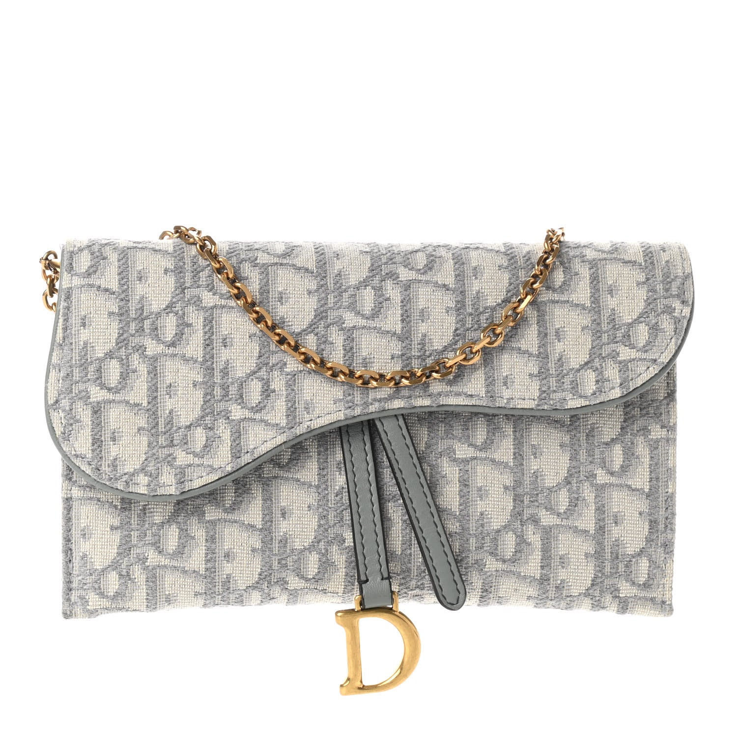 Christian Dior Oblique Saddle Chain Long Wallet Grey 3 of 12