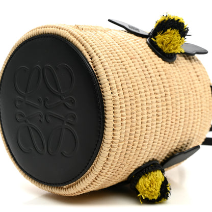 Loewe X PAULA'S IBIZA Raffia Calfskin Beehive Basket Tote Bag Natural Black 10 of 10