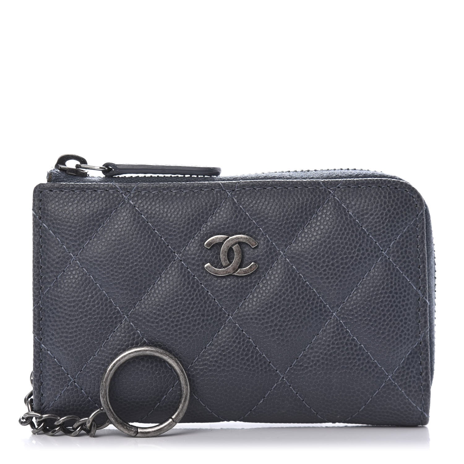 Chanel Caviar Quilted Key Holder Case Grey 1 of 9