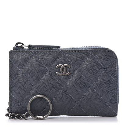 Chanel Caviar Quilted Key Holder Case Grey 1 of 9