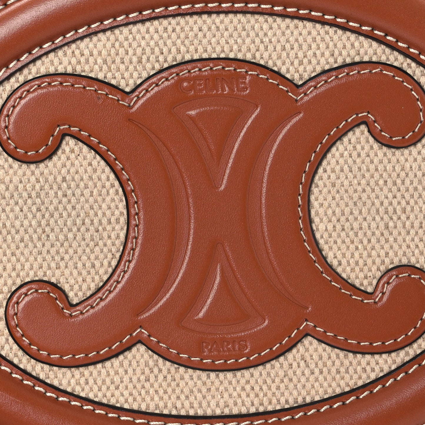 Canvas Calfskin Cuir Small Triomphe Oval Crossbody Purse Natural Tan