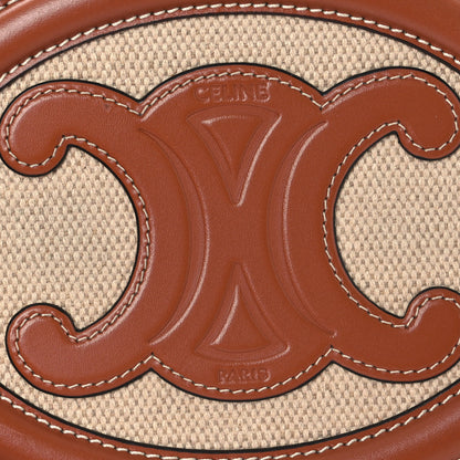 Celine Canvas Calfskin Cuir Small Triomphe Oval Crossbody Purse Natural Tan 6 of 9