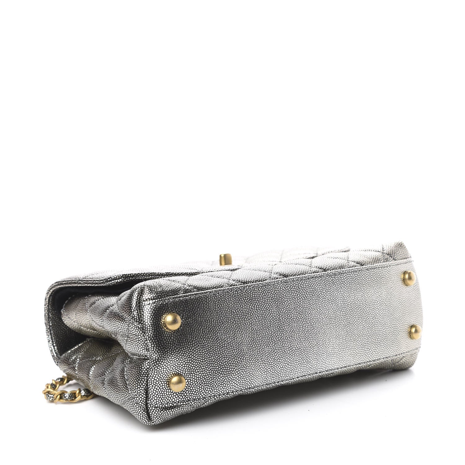 Chanel Metallic Caviar Quilted Mini Coco Handle Flap Silver 3 of 10