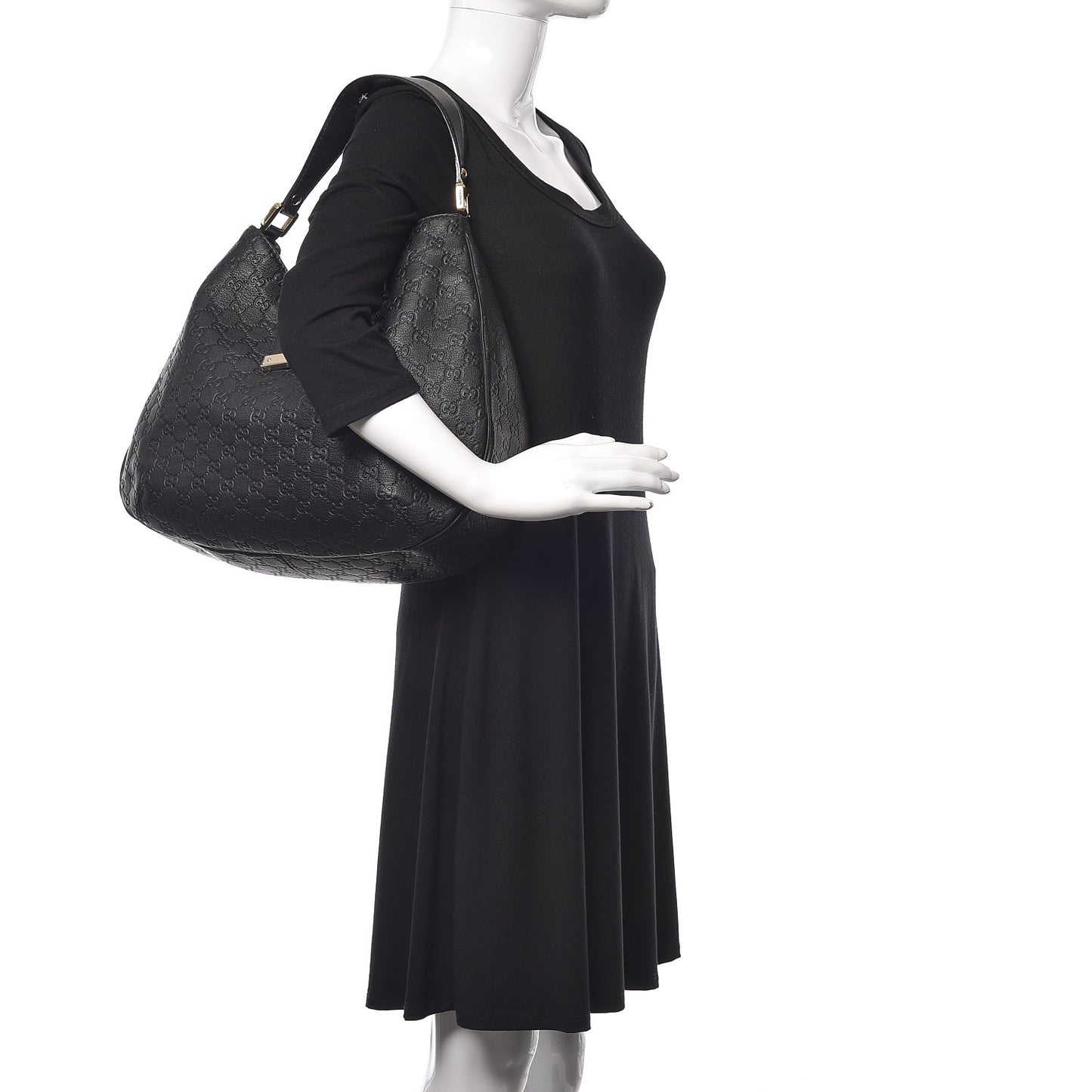 Guccissima Large New Ladies Web Hobo Black
