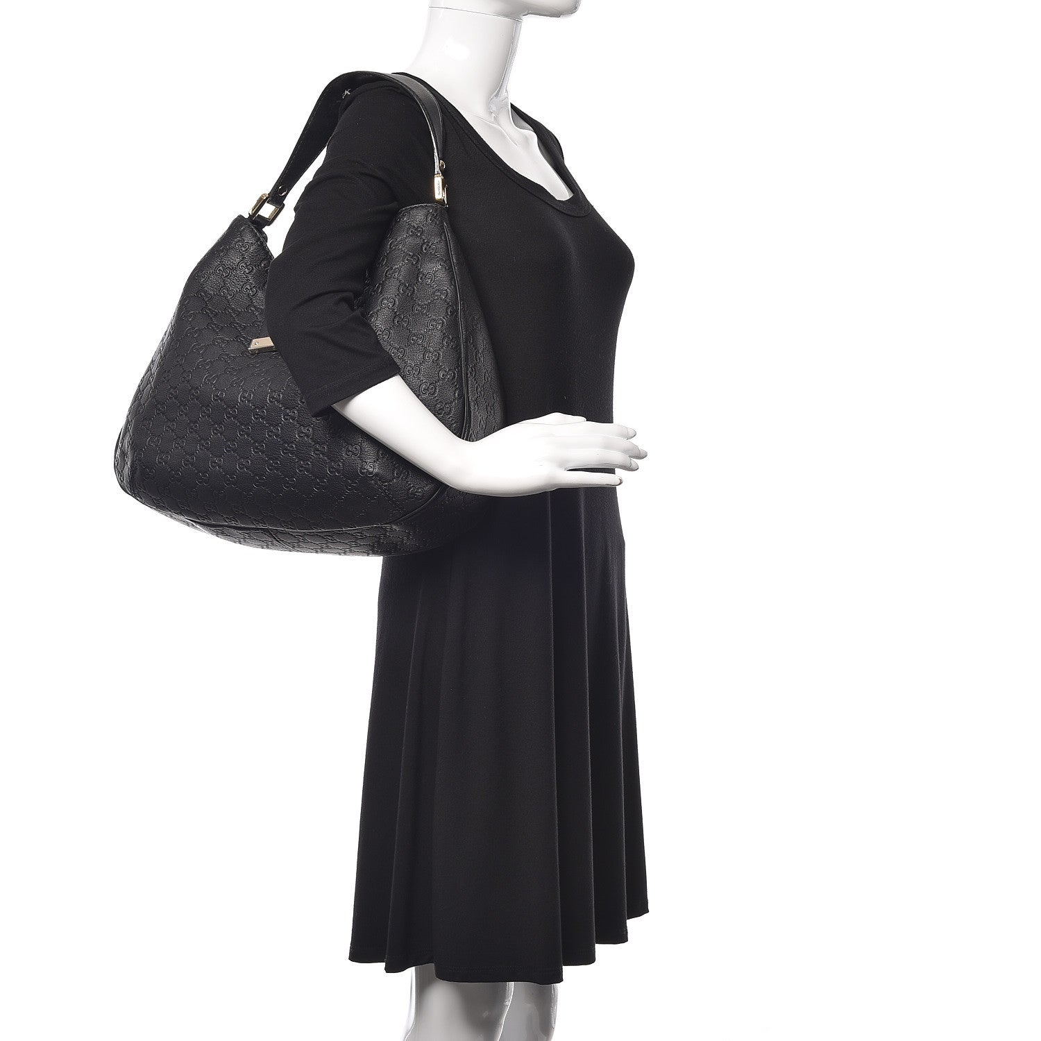 Gucci Guccissima Large New Ladies Web Hobo Black 2 of 10