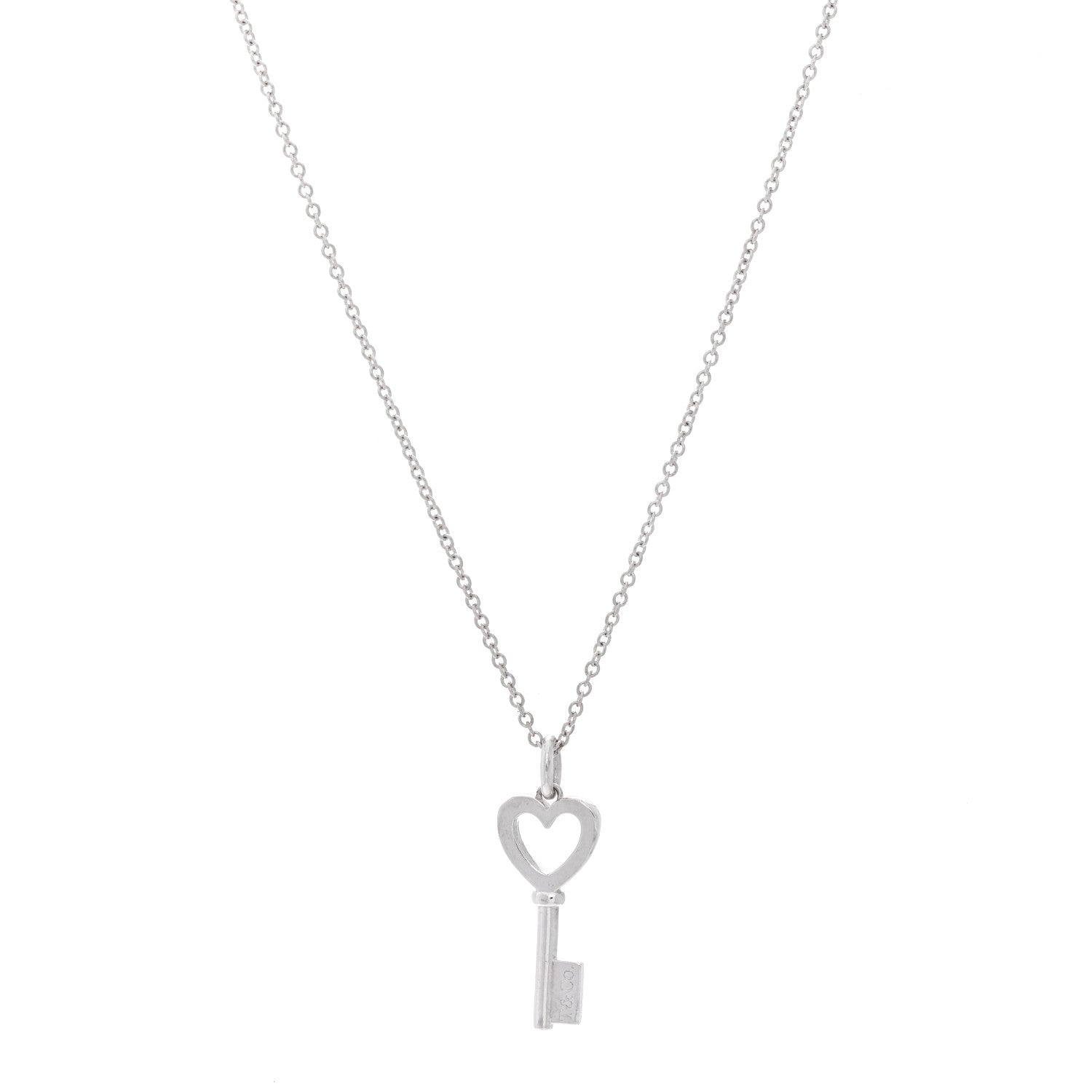 Tiffany Sterling Silver Mini Heart Key Pendant Necklace 1 of 5