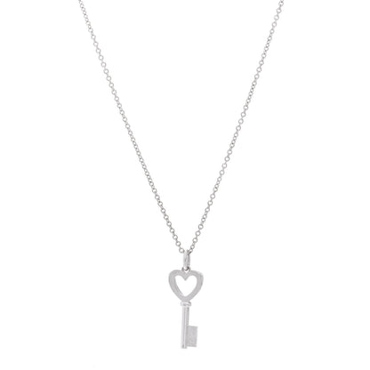 Tiffany Sterling Silver Mini Heart Key Pendant Necklace 1 of 5