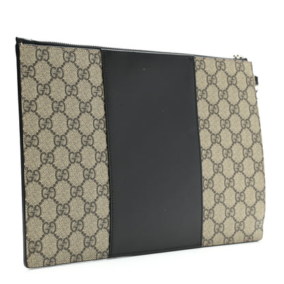 Gucci GG Supreme Monogram Zip Wristlet Pouch Beige Black 3 of 10