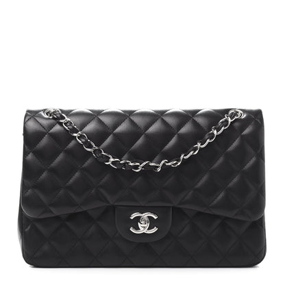 Chanel Lambskin Quilted Jumbo Double Flap Black 1 of 14