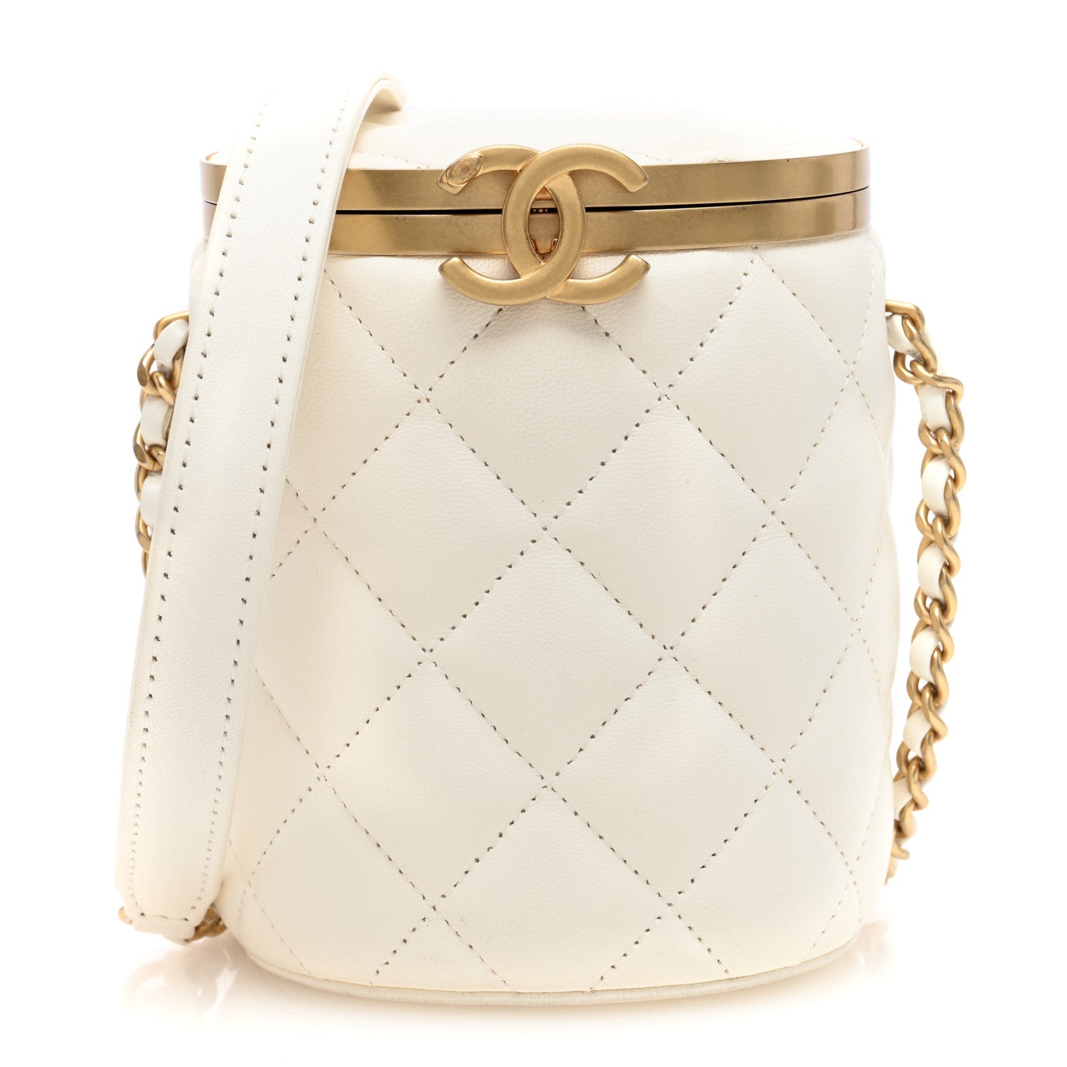 Chanel Lambskin Quilted Mini Crown Box Bag White 1 of 10