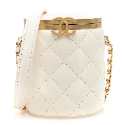 Chanel Lambskin Quilted Mini Crown Box Bag White 1 of 10