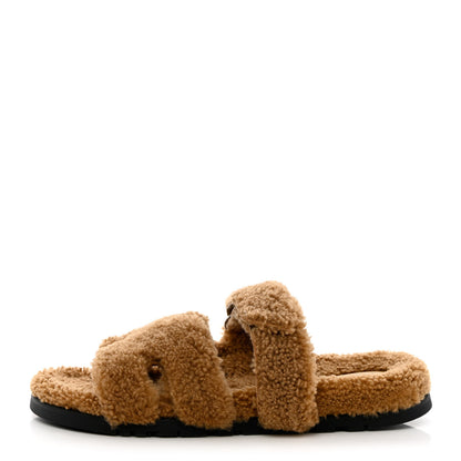 Hermes Woolskin Mens Chypre Sandals 42 Beige Gobi 1 of 8