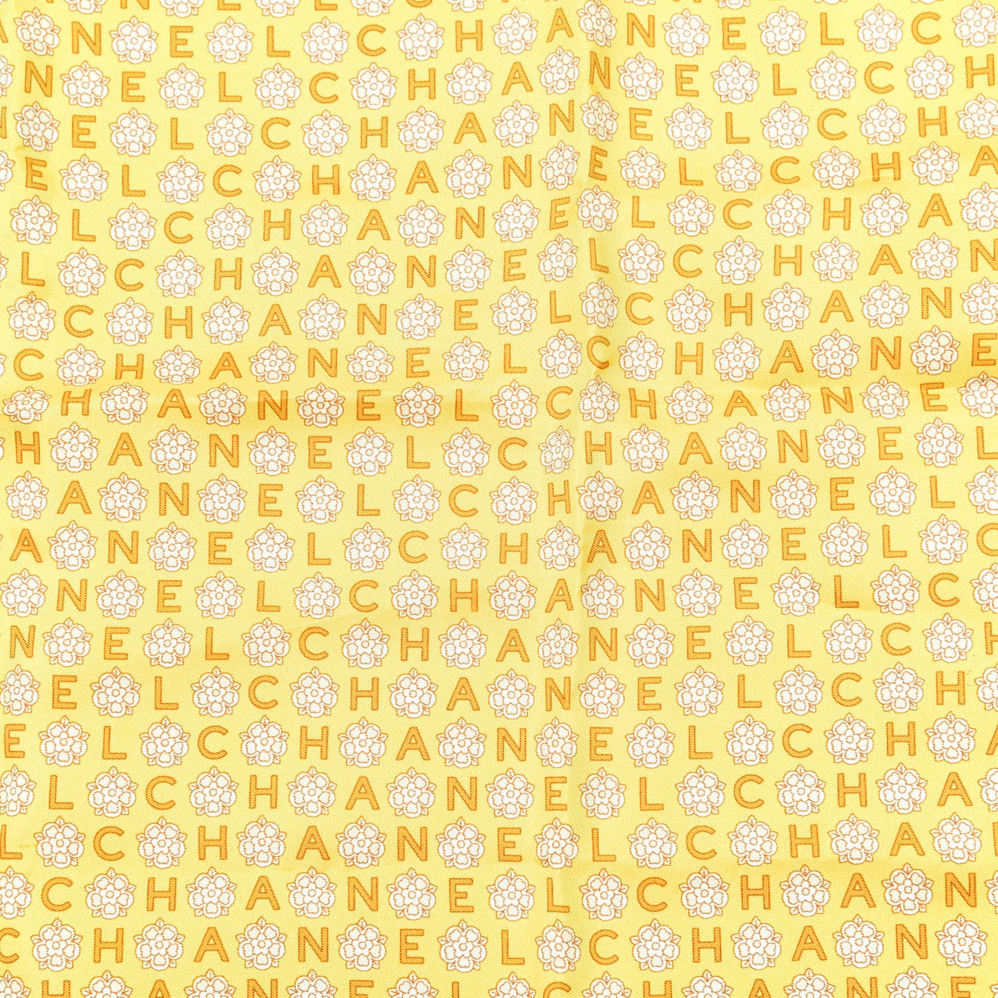 Silk Camellia Chain Pocket Square Scarf Yellow