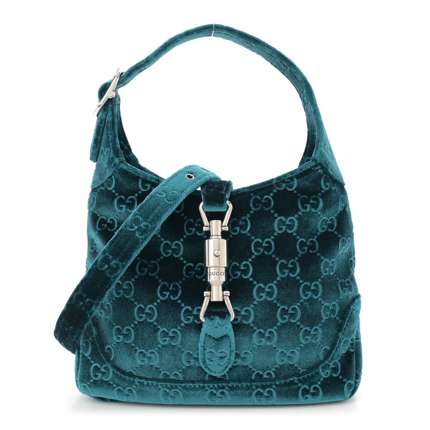 New Velvet Ashmir GG Monogram Small Jackie 1961 Hobo Velvet Peacock