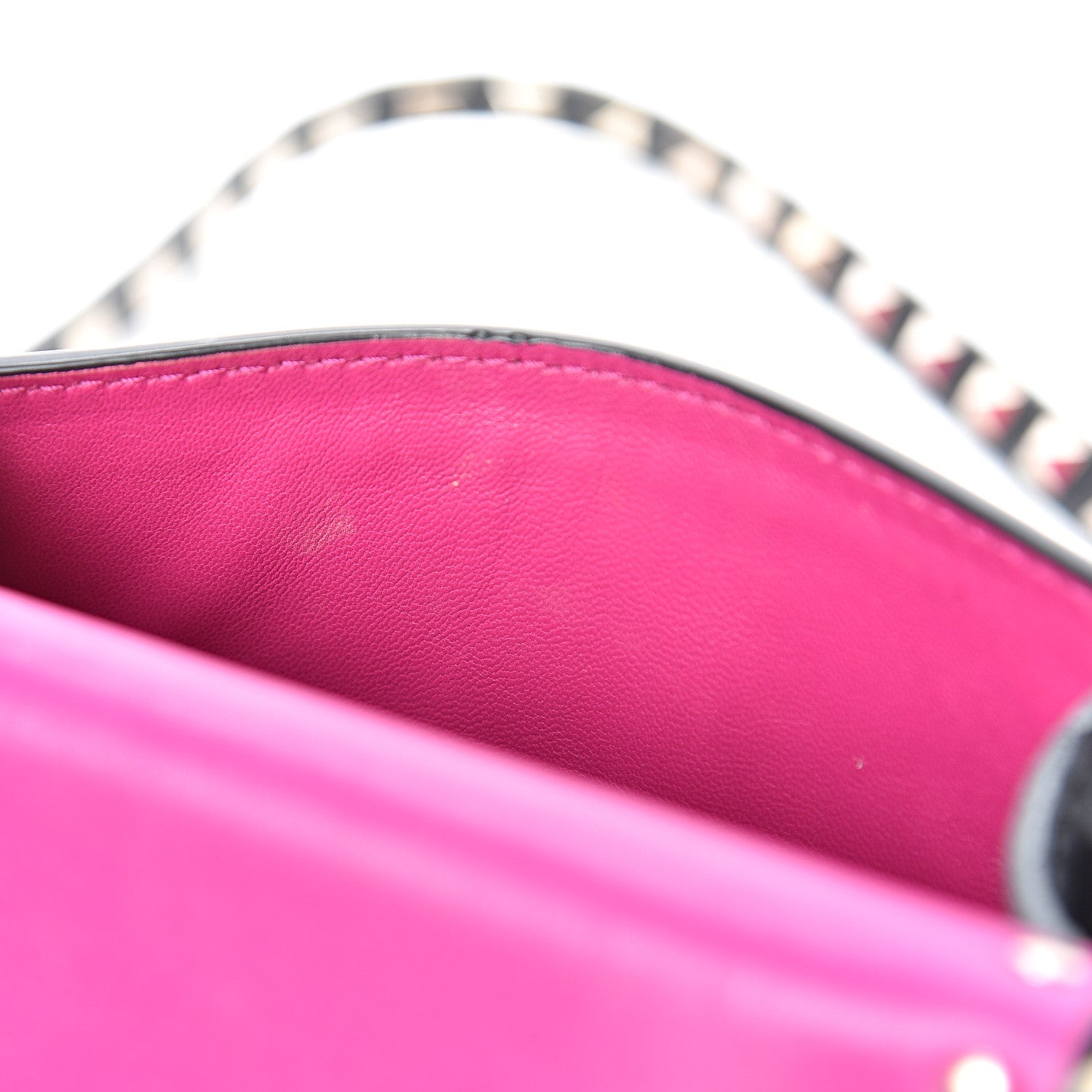 Valentino Garavani Vitello Rockstud Halfmoon Saddle Bag Fuxia Black 12 of 14
