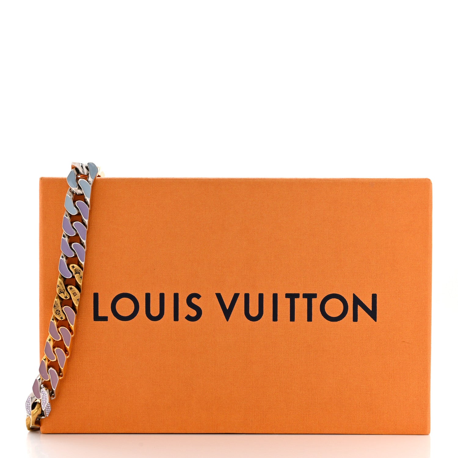 Louis Vuitton Metal Enamel Crystal Soapy Chain Necklace Silver Gold 7 of 7