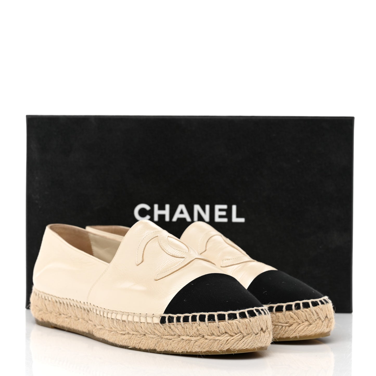 Lambskin CC Espadrilles 40 Beige Black