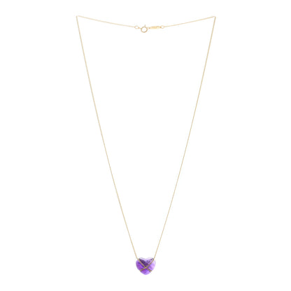 Tiffany 18K Yellow Gold Amethyst Crossover Heart Pendant Necklace 3 of 5