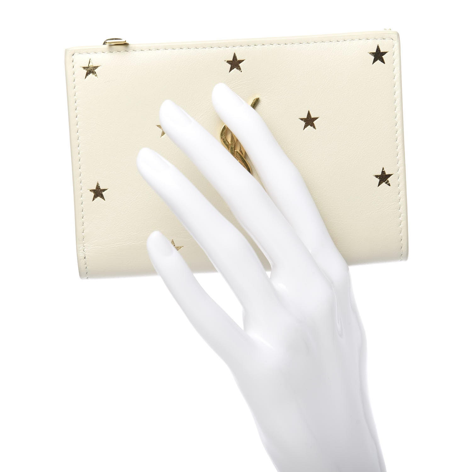 Saint Laurent Calfskin Star Print Monogram Fragments Wallet White 2 of 7