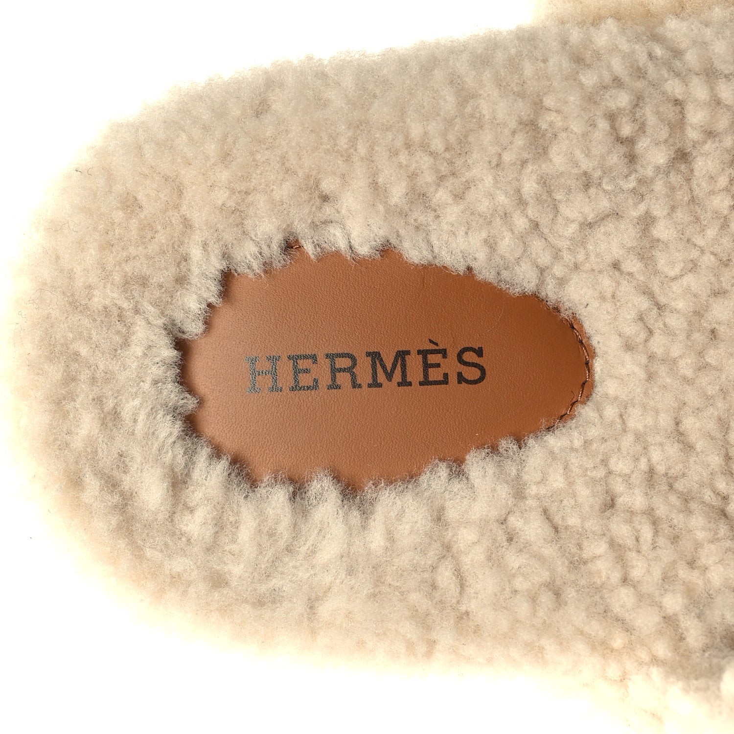 Hermes Suede Goatskin Woolskin Womens Chypre Sandals 37.5 Naturel Ecru 7 of 7