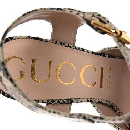 Gucci Calfskin Snakeskin Print Horsebit 40/135mm Platform Sandals 40.5 Beige Avana 9 of 11