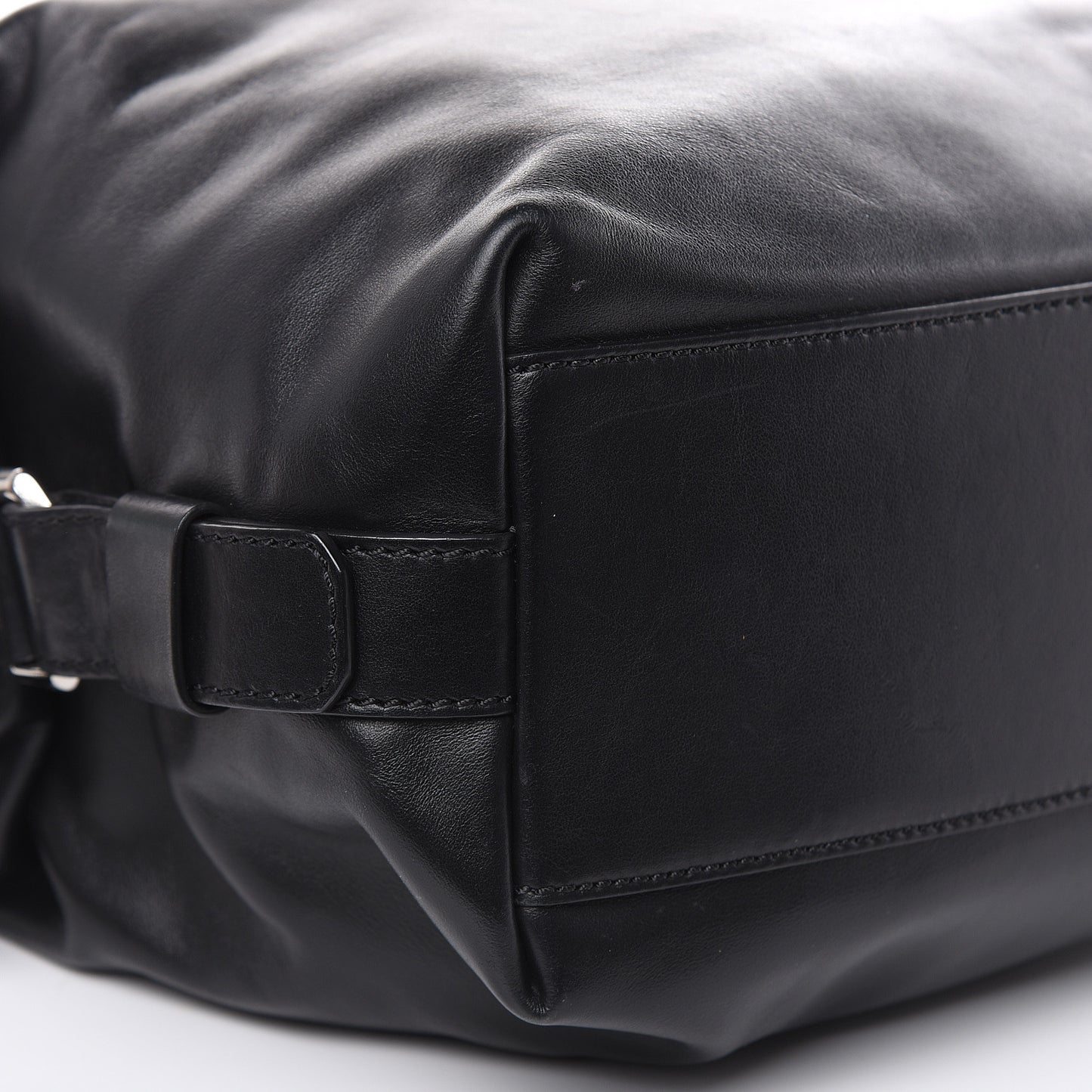 Waxed Calfskin Small Nightingale Logo Strap Black