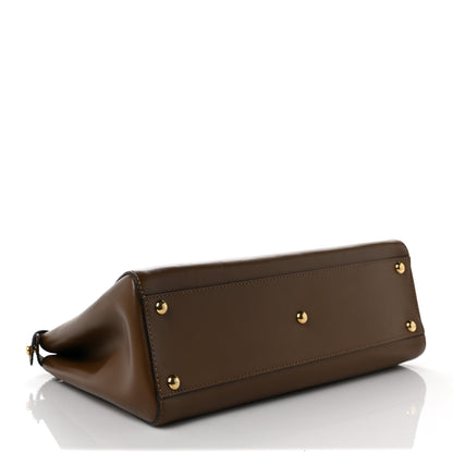 Fendi Vitello Morgan Fabric Jacquard Pequin Medium Peekaboo Iconic Satchel Foresta Tobacco Black 3 of 7
